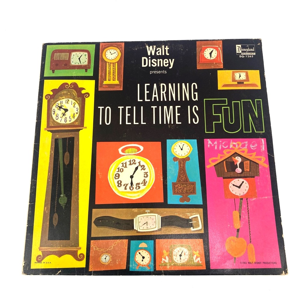 1964 Walt Disney Presents Learning to Tell Time is Fun LP Disneyland DQ-1263 VG
